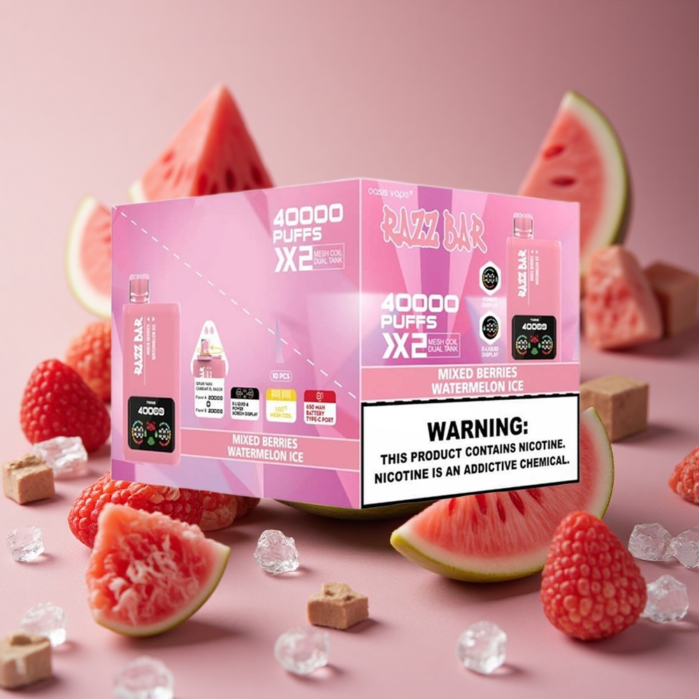 Razz Bar 40000 Puffs Mixed Berries_Watermelon Ice Power Screen Display Type-C Port New Zealand wholesale suppliers