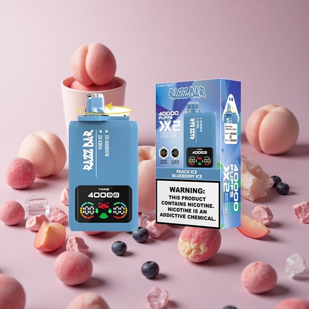 Razz Bar 40000 Puffs Peach Ice Blueberry Ice Power Screen Display Type-C Port New Zealand wholesale suppliers