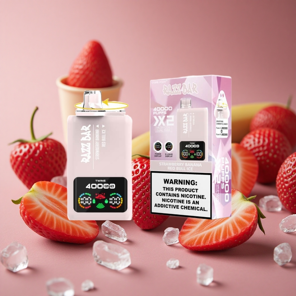 Razz Bar 40000 Puffs Strawberry Banana Red Bull Ice Power Screen Display Type-C Port New Zealand wholesale suppliers