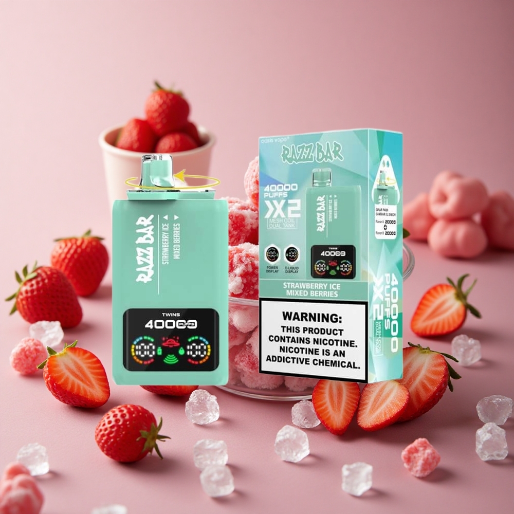 Razz Bar 40000 Puffs Strawberry Ice Mixed Berries Power Screen Display Type-C Port New Zealand wholesale suppliers