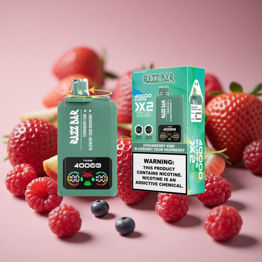 Razz Bar 40000 Puffs Strawberry Kiwi Blueberry Sour Raspberry Power Screen Display Type-C Port New Zealand wholesale suppliers