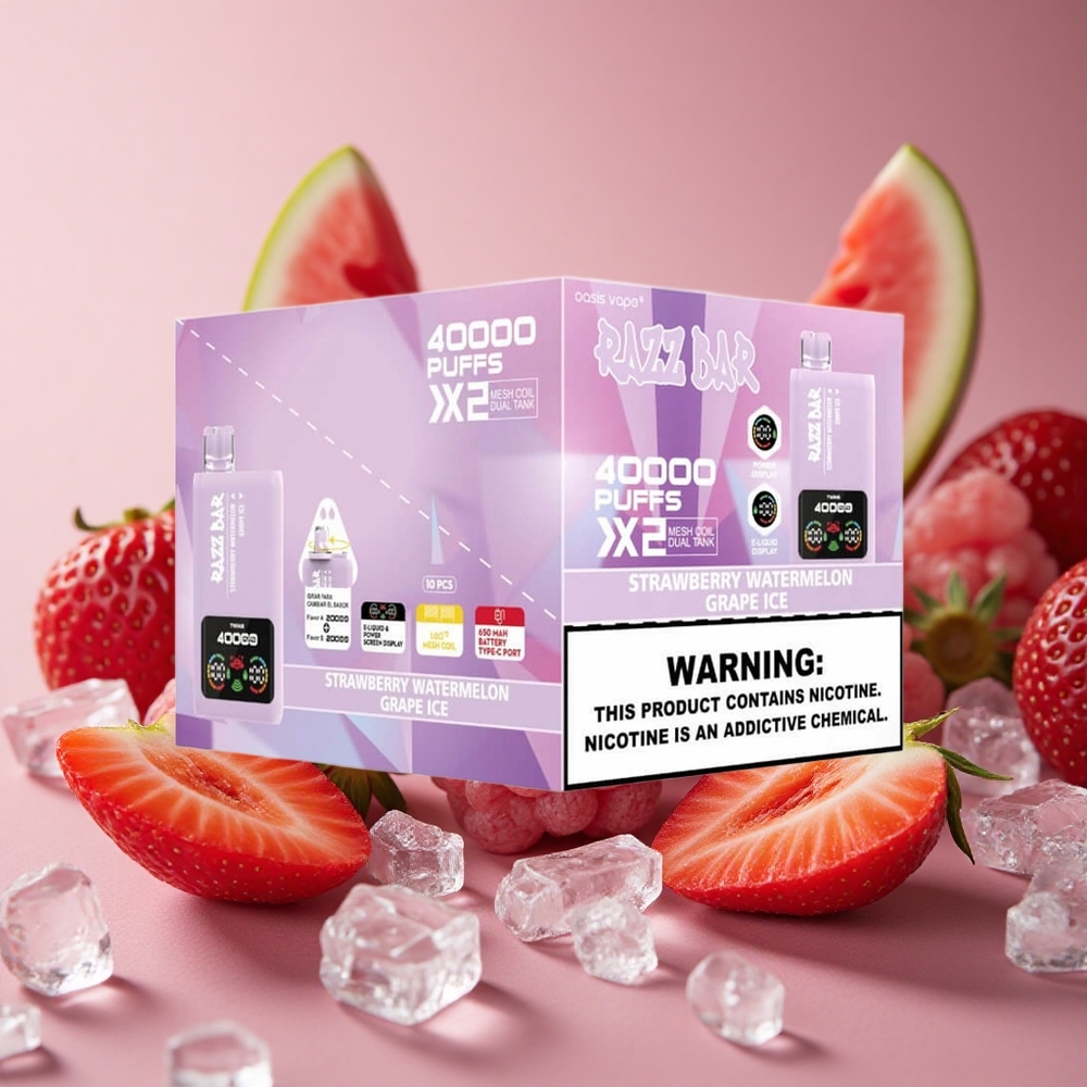 Razz Bar 40000 Puffs Strawberry Watermelon Grape Ice Power Screen Display Type-C Port New Zealand wholesale suppliers