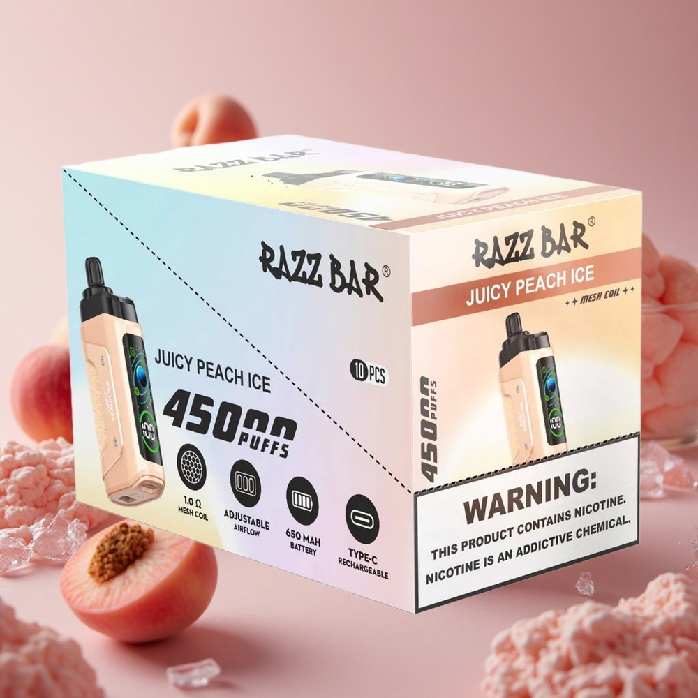 Razz Bar 45000 Puffs Juicy Peach Ice Adjustable Airflow Type-C Rechargeable New Zealand wholesale suppliers