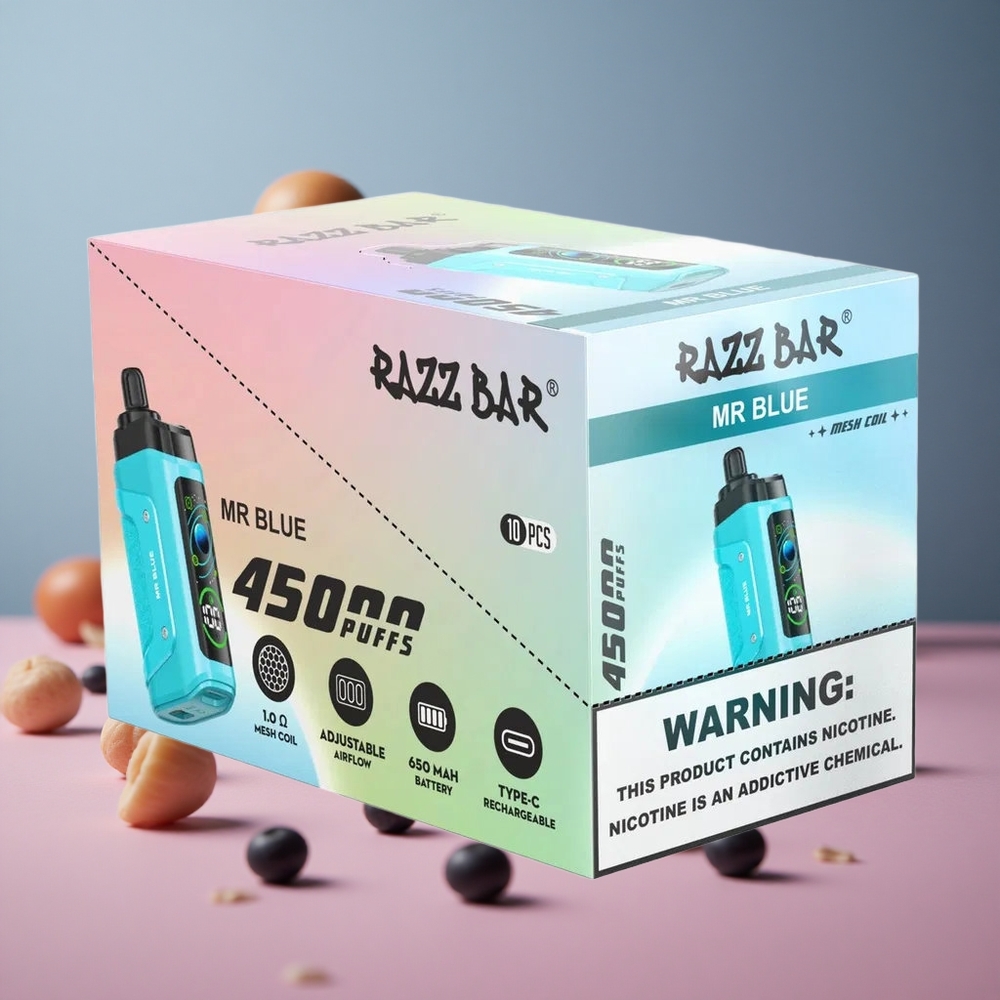 Razz Bar 45000 Puffs Mr Blue Adjustable Airflow Type-C Rechargeable New Zealand wholesale suppliers
