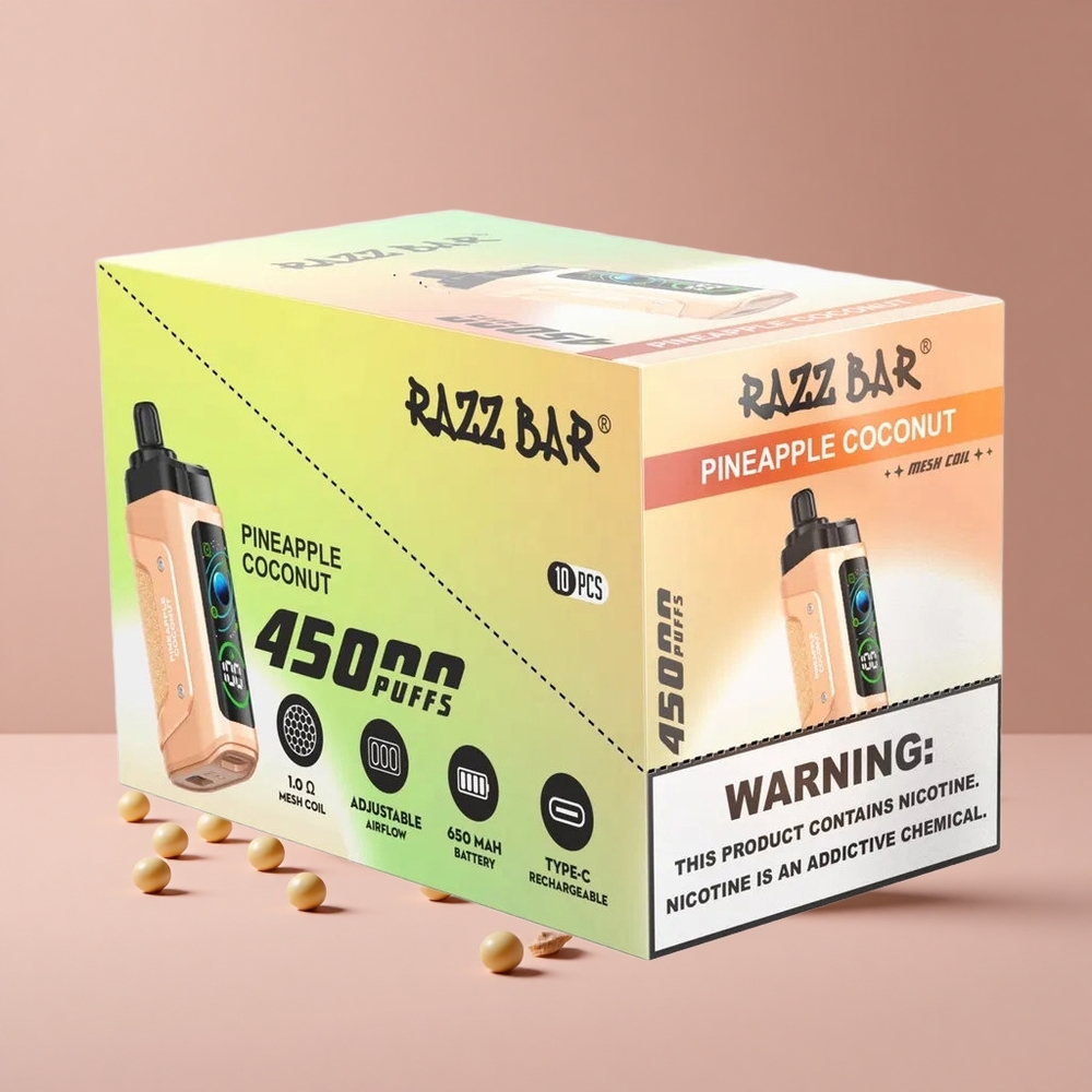 Razz Bar 45000 Puffs Pineapple Coconut Adjustable Airflow Type-C Rechargeable New Zealand wholesale suppliers
