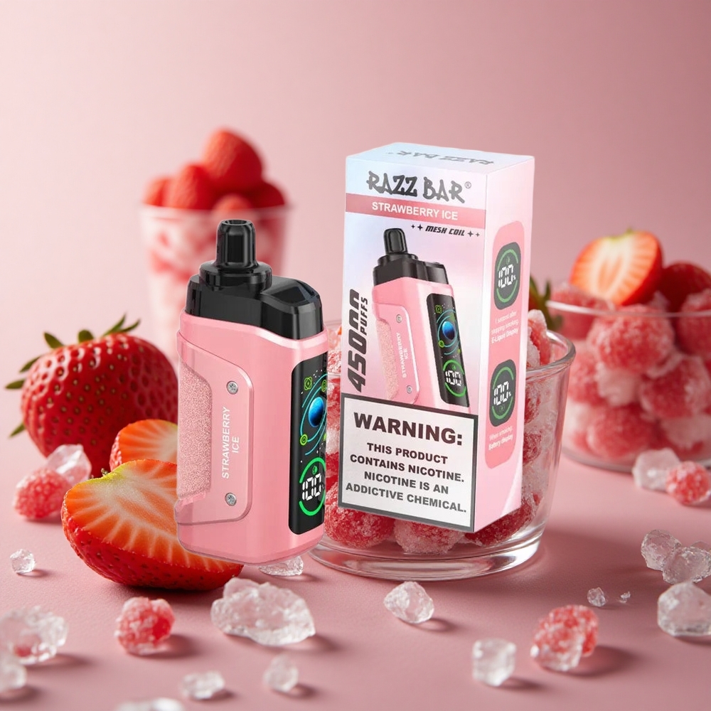 Razz Bar 45000 Puffs Strawberry Ice 650 Mah Battery Type-C Rechargeable New Zealand wholesale suppliers