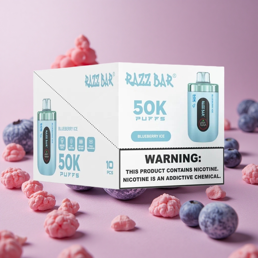 Razz Bar 50K Puffs Blueberry Ice Type-C Rechargeable New Zealand wholesale suppliers