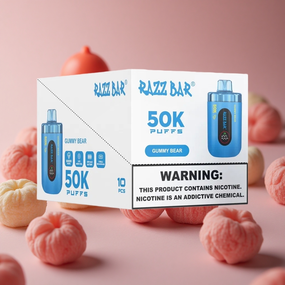 Razz Bar 50K Puffs Gummy Bear 650 Mah Battery New Zealand wholesale suppliers