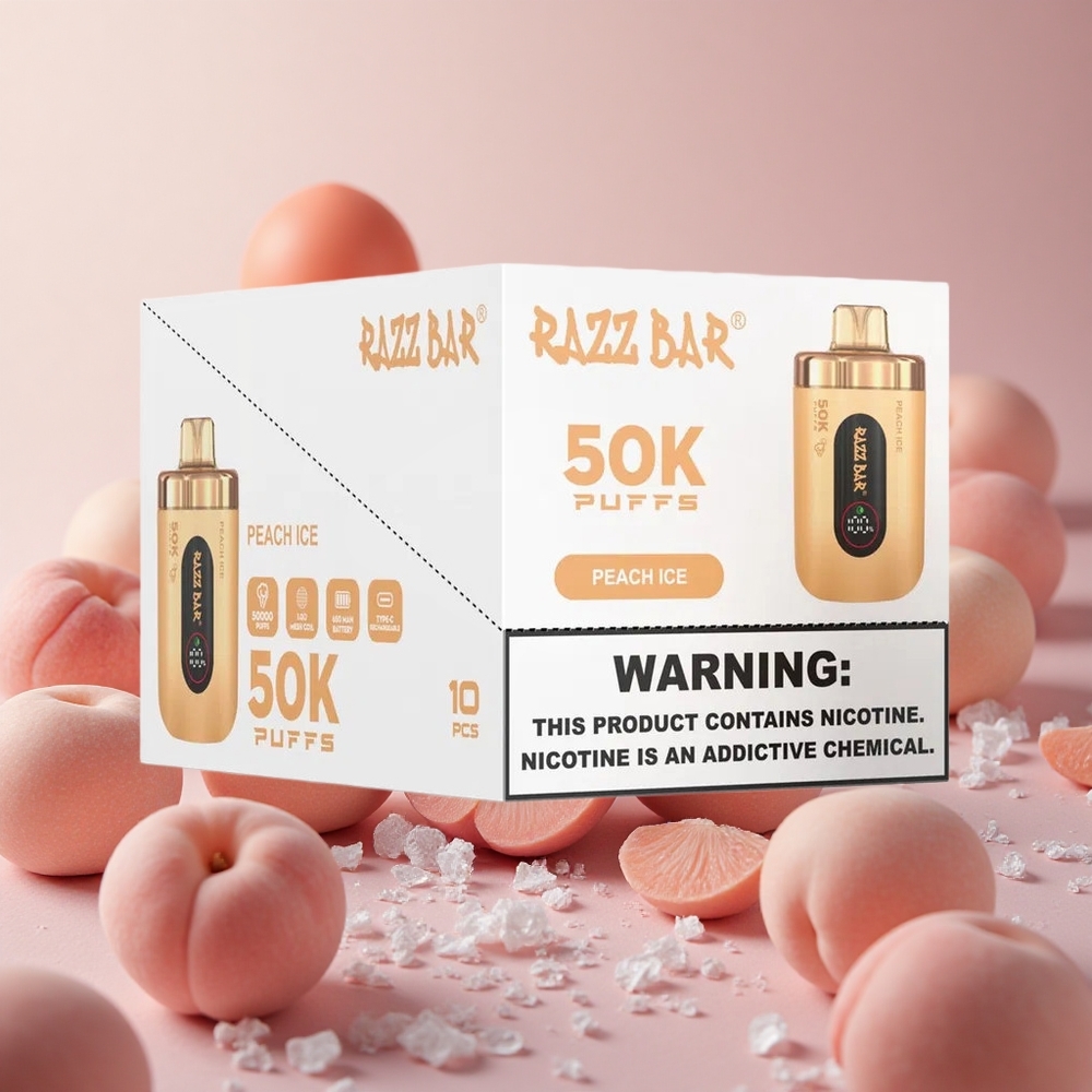 Razz Bar 50K Puffs Peach Ice 650 Mah Battery New Zealand wholesale suppliers