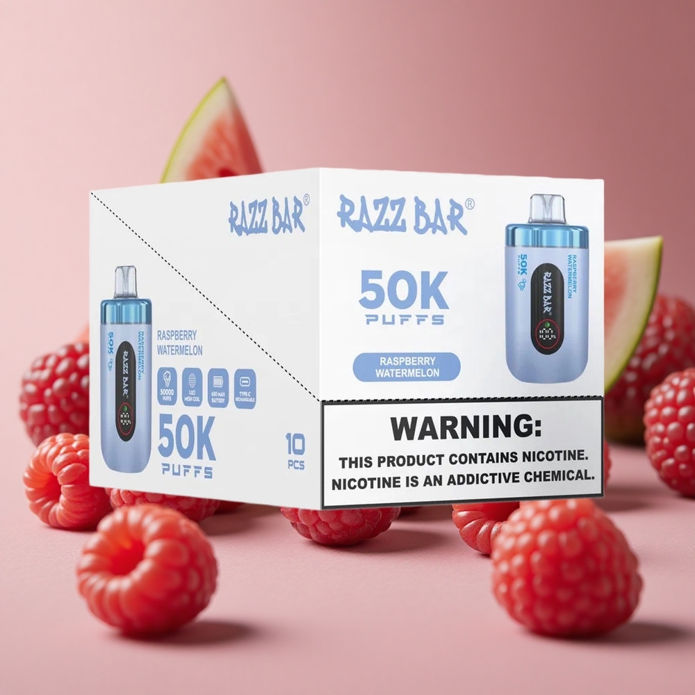 Razz Bar 50K Puffs Raspberry Watermelon 650 Mah Battery Type-C Rechargeable New Zealand wholesale suppliers