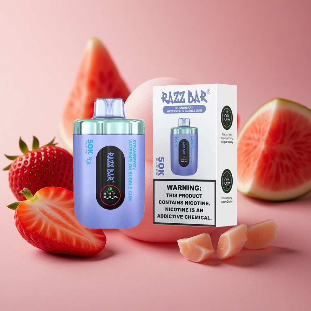 Razz Bar 50K Puffs Strawberry Watermelon Bubble Gum 650 Mah Battery Type-C Rechargeable New Zealand wholesale suppliers