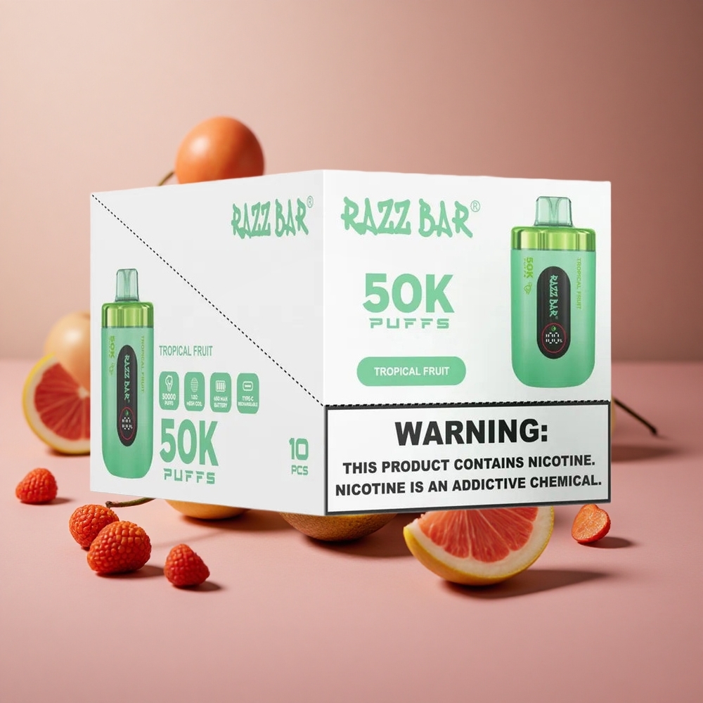 Razz Bar 50K Puffs Tropical Fruit 1.0 Ohm Mesh Coil New Zealand wholesale suppliers