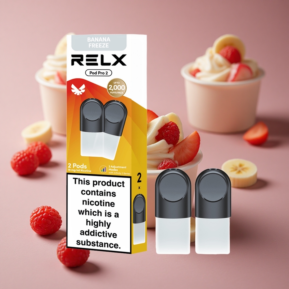 RELX Pod Pro 2 600 Puffs Banana Freeze 1.9ml 3 Voltage Adjustment New Zealand wholesale suppliers