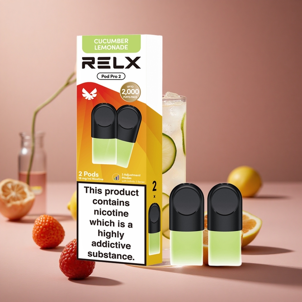 RELX Pod Pro 2 600 Puffs Cucumber Lemonade 1.8% Nicotine 1.9ml Capacity New Zealand wholesale suppliers