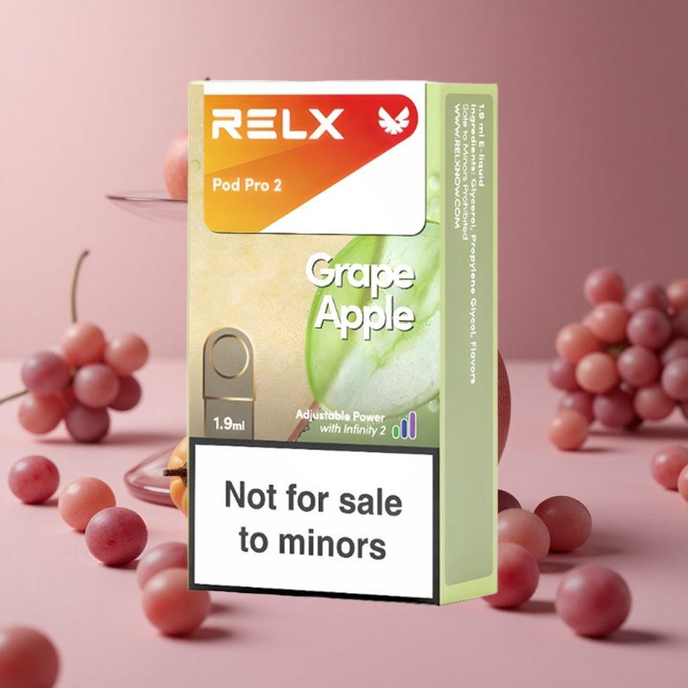 RELX Pod Pro 2 600 Puffs Grape Apple 0% Nicotine New Zealand wholesale suppliers