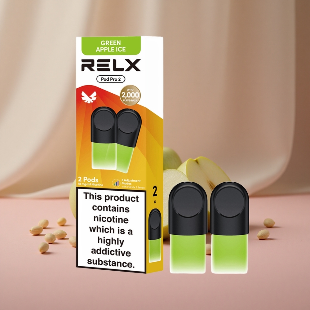RELX Pod Pro 2 600 Puffs Green Apple Ice 1.9ml 3 Voltage Modes New Zealand wholesale suppliers