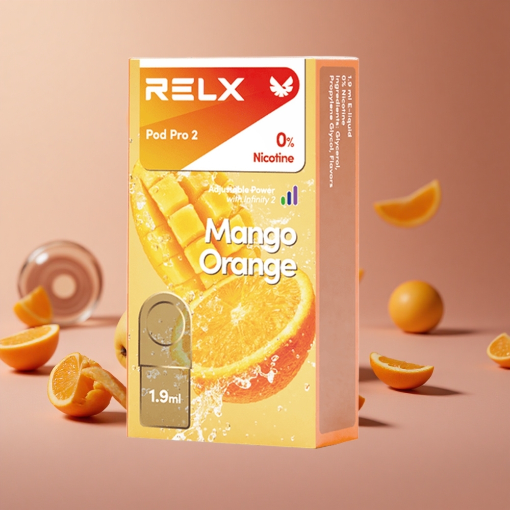 RELX Pod Pro 2 600 Puffs Mango Orange Nicotine 0% New Zealand wholesale suppliers
