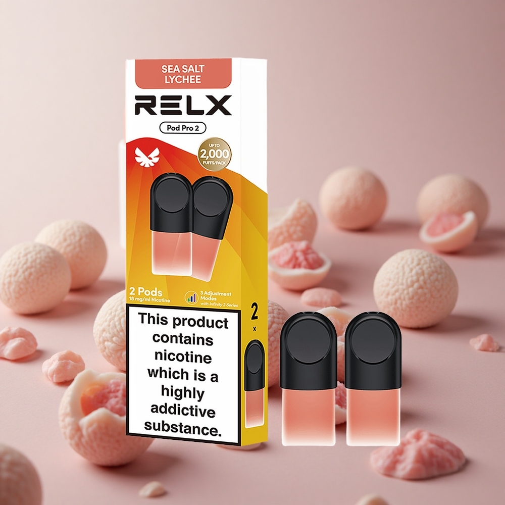 RELX Pod Pro 2 600 Puffs Sea Salt Lychee 1.8% Nicotine Content New Zealand wholesale suppliers