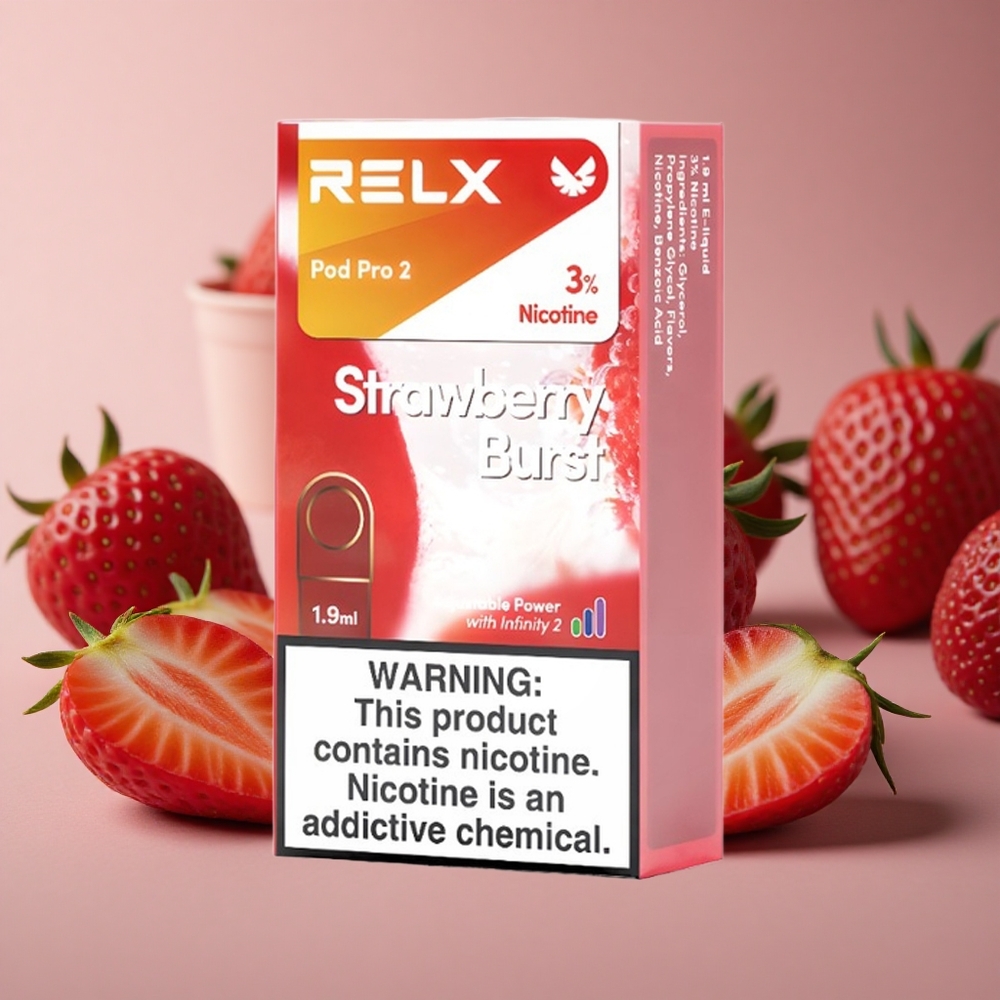RELX Pod Pro 2 600 Puffs Strawberry Burst 3% Nicotine New Zealand wholesale suppliers