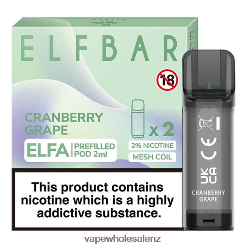 Electronic Cigarette Wholesale Supplier - Cranberry Grape NPP44334 ELFBAR Elfa Pre-Filled Pod - 2ml - 20mg (2 Pack)