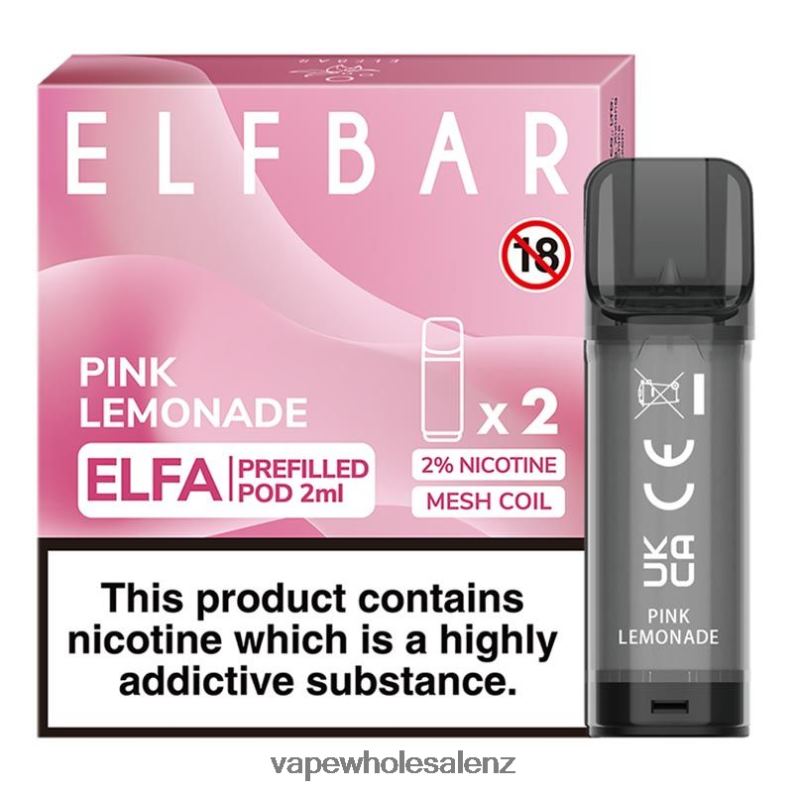 Vape Wholesale Distributor NZ - Pink Lemonade NPP44320 ELFBAR Elfa Pre-Filled Pod - 2ml - 20mg (2 Pack)