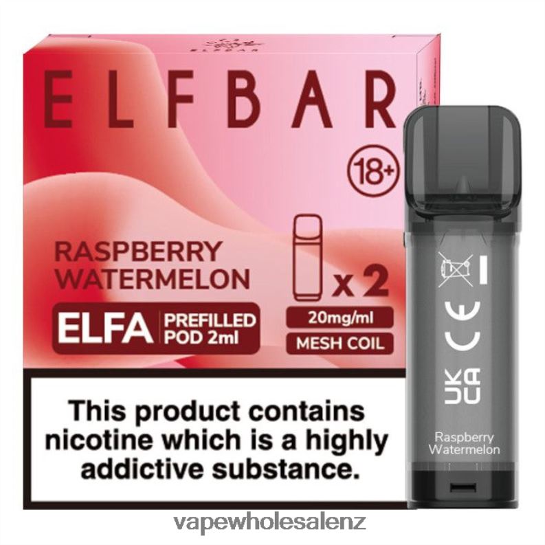 Vape Wholesale Distributor NZ - Raspberry Watermelon NPP44330 ELFBAR Elfa Pre-Filled Pod - 2ml - 20mg (2 Pack)