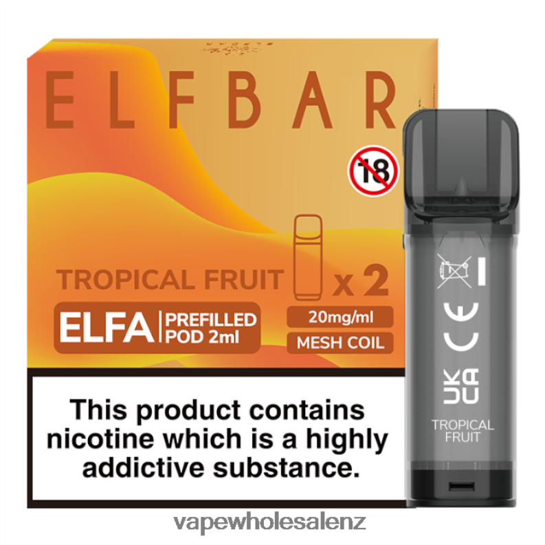 Vape Wholesale Supplier NZ - Tropical Fruit NPP44328 ELFBAR Elfa Pre-Filled Pod - 2ml - 20mg (2 Pack)