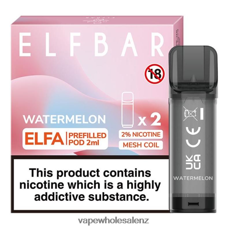 Vape Wholesale Supplier NZ - Watermelon NPP44318 ELFBAR Elfa Pre-Filled Pod - 2ml - 20mg (2 Pack)
