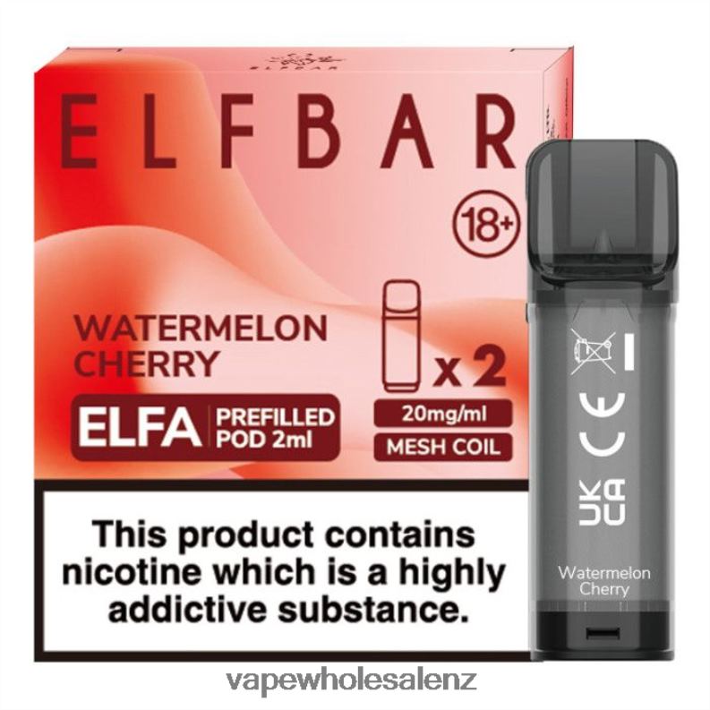 Vape Wholesale Supplier - Watermelon Cherry NPP44329 ELFBAR Elfa Pre-Filled Pod - 2ml - 20mg (2 Pack)