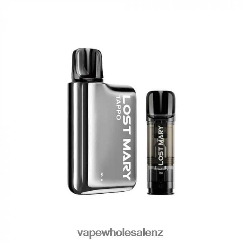 Vape Wholesale Supplier NZ - Silver Stainless X Strawberry Ice NPP44438 LOST MARY Tappo Pod Vape Kit